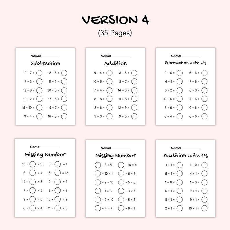 Engaging Math Worksheets Bundle for Kids - Printable Pdfs, Addition ...