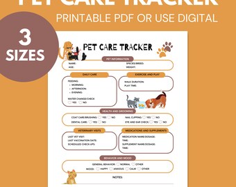 Pet Care Tracker PDF, registro sanitario giornaliero (stampabile)