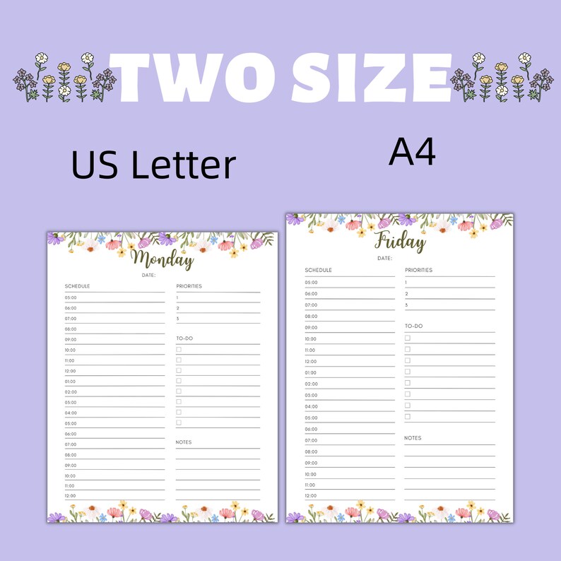 Colorful Floral Daily Planner Fillable Printable Daily Planner Pdf ...