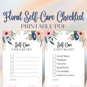 Colorful Floral Self Care Checklist Daily Checklist Routine Checklist ...
