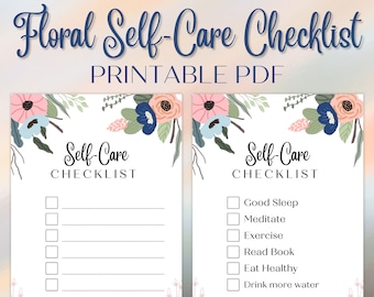 Colorful Floral Self Care Checklist Daily Checklist Routine Checklist, Self Care Tracker, Self Care Printable, Blank Checklist, 3 Sizes