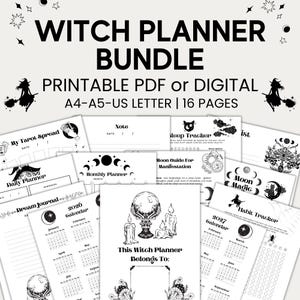 Agenda de Brujería 2026-2027, mensual, semanal, diaria y gótica, diario de tarot (descarga digital)