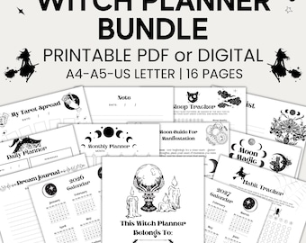 2026-2027 Witchy Planner Bundle, Gothic Monthly Weekly Daily, Tarot Journal (Digital Download)