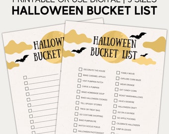 Halloween Bucket List Printable Halloween Activities, Halloween Printable, Custom Bucket List, Kids Bucket List, Bucket List Template