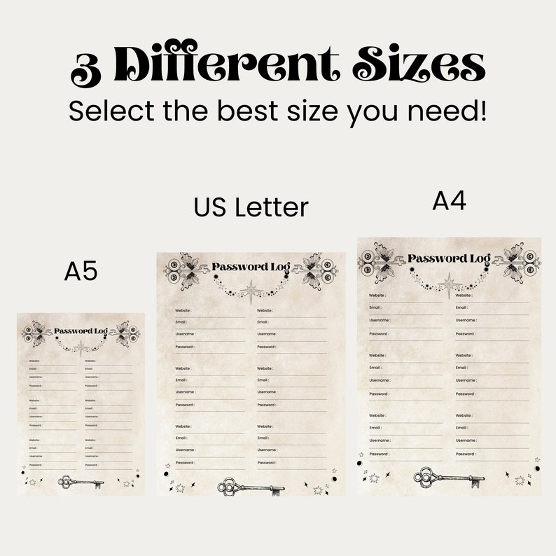 Gothic Witchy Password Log Printable Digital Password Tracker, Goth ...