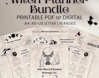 2026-2027 Witchy Planner Bundle, Gothic Grimoire, Tarot Journal (Printable PDF)