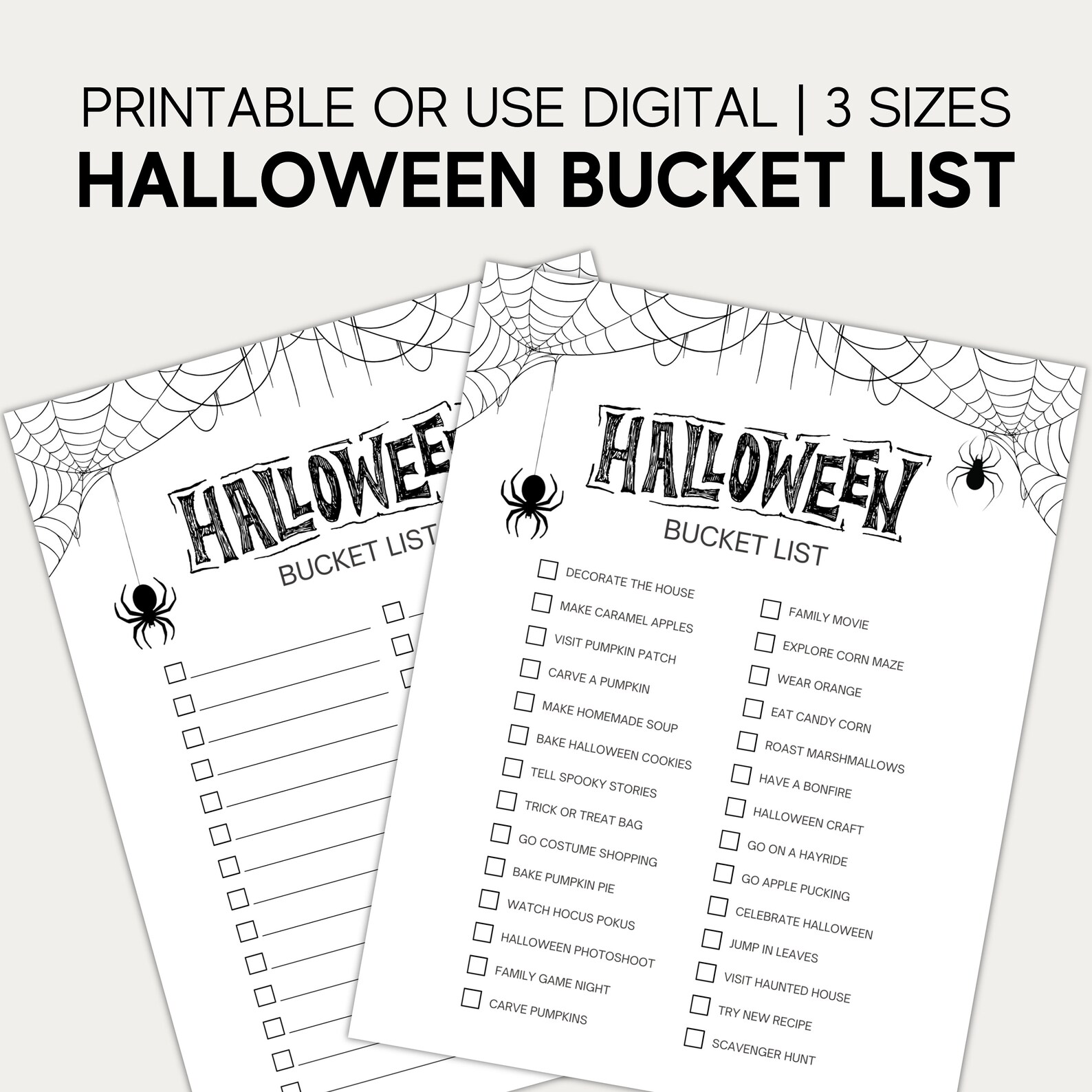 Spooky Halloween Bucket List Printable Halloween Activities, Bucket