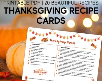 20 Thanksgiving Recipe Card Autumn Recipe Card Fall Recipe Card, Holiday Recipe Card, Blank Recipe Card, Recipe Request Card