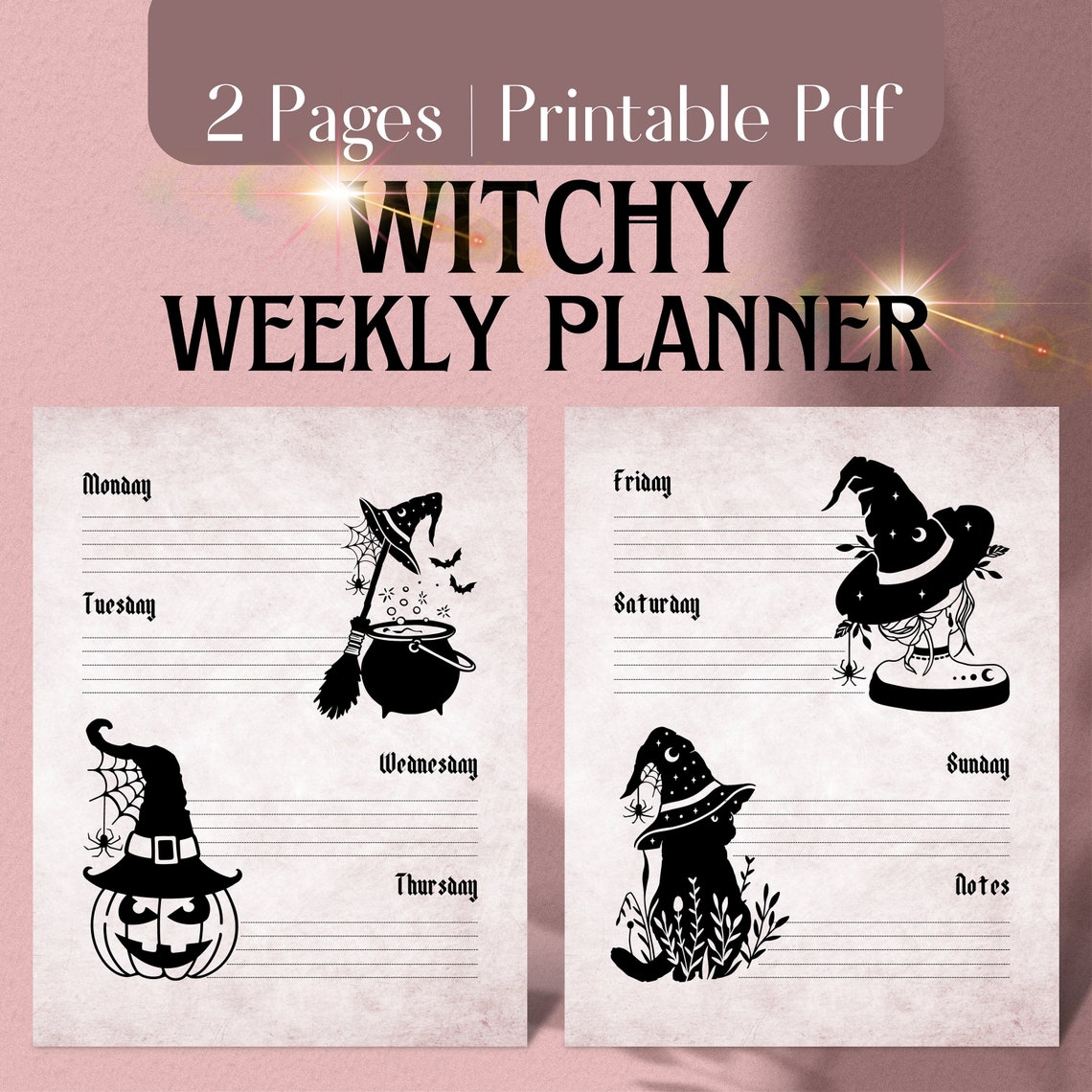 Gothic Witchy Weekly Planner Printable Pdf Witch Planner, Goth Planner ...