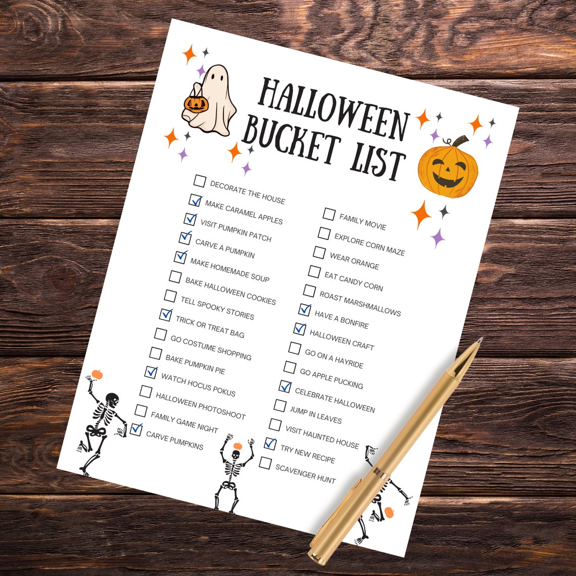 Cute Halloween Bucket List Printable Halloween Activities, Halloween