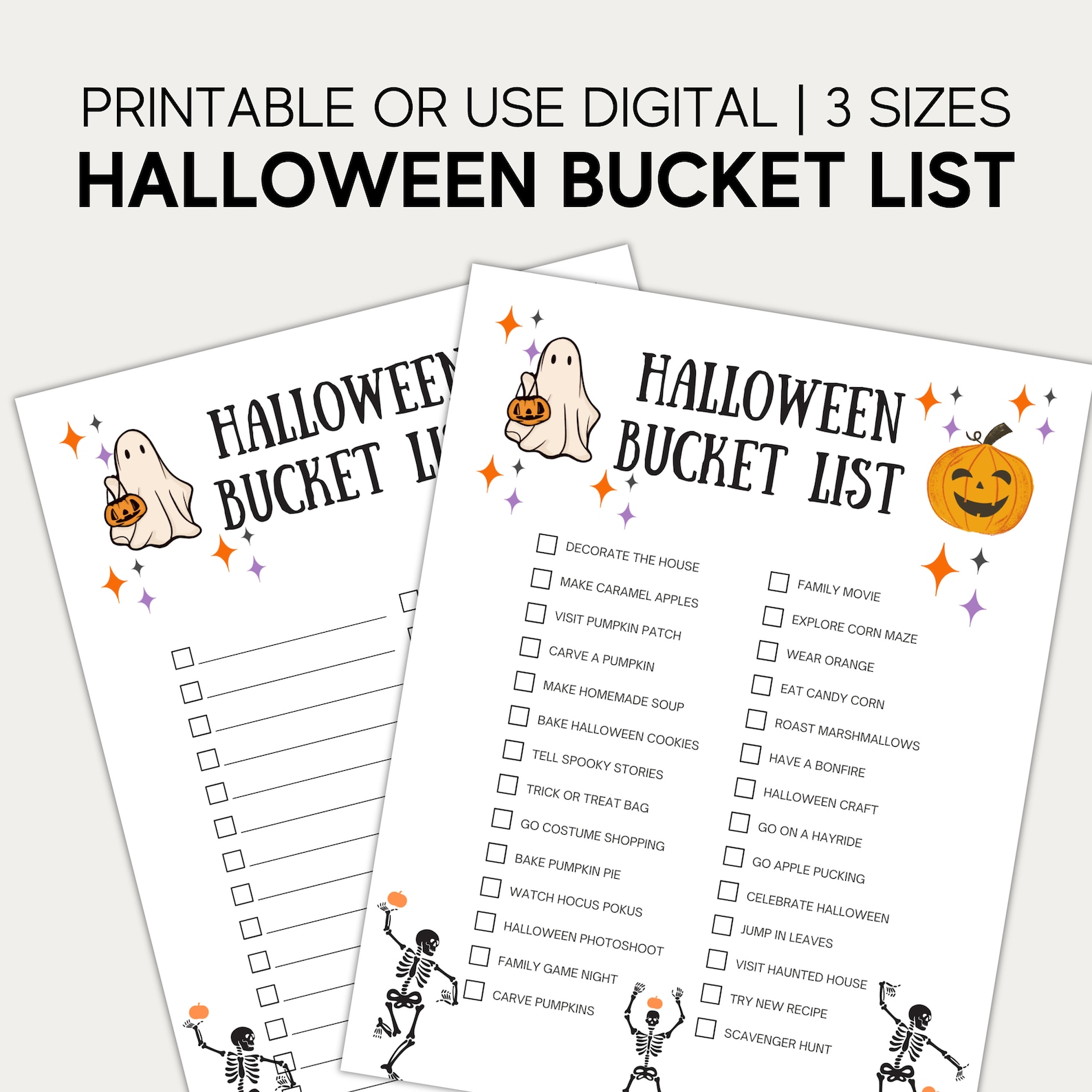 Cute Halloween Bucket List Printable Halloween Activities, Halloween