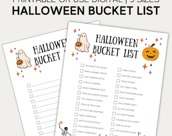 Cute Halloween Bucket List Printable Halloween Activities, Halloween Printable, Custom Bucket List, Kids Bucket List, Bucket List Template