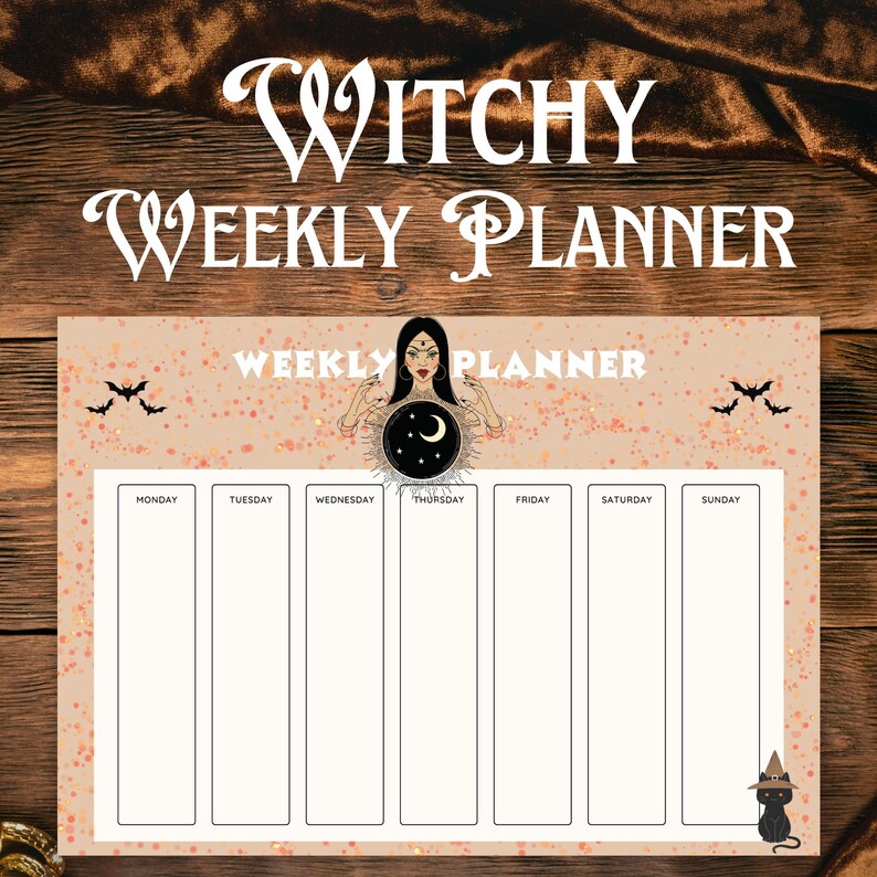 Witchy Weekly Planner Printable Gothic Planner Witch Etsy