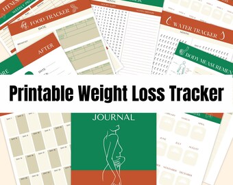 Weight Loss Journal Printable, Fitness Tracker Bundle (A4, US Letter)