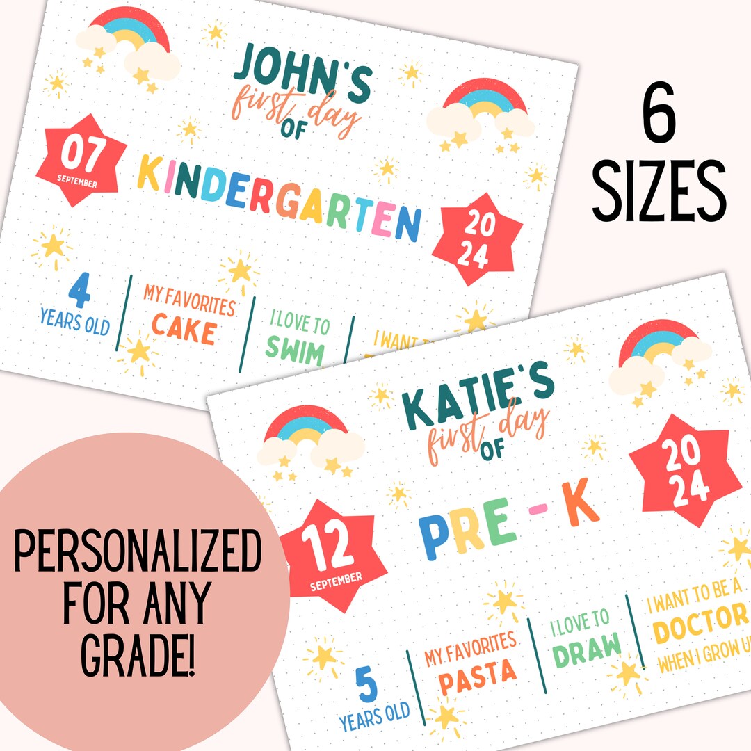 PERSONALIZED First Day of School Sign Back to School Sign PRINTABLE ...