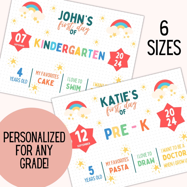 PERSONALIZED First Day of School Sign Back to School Sign PRINTABLE ...