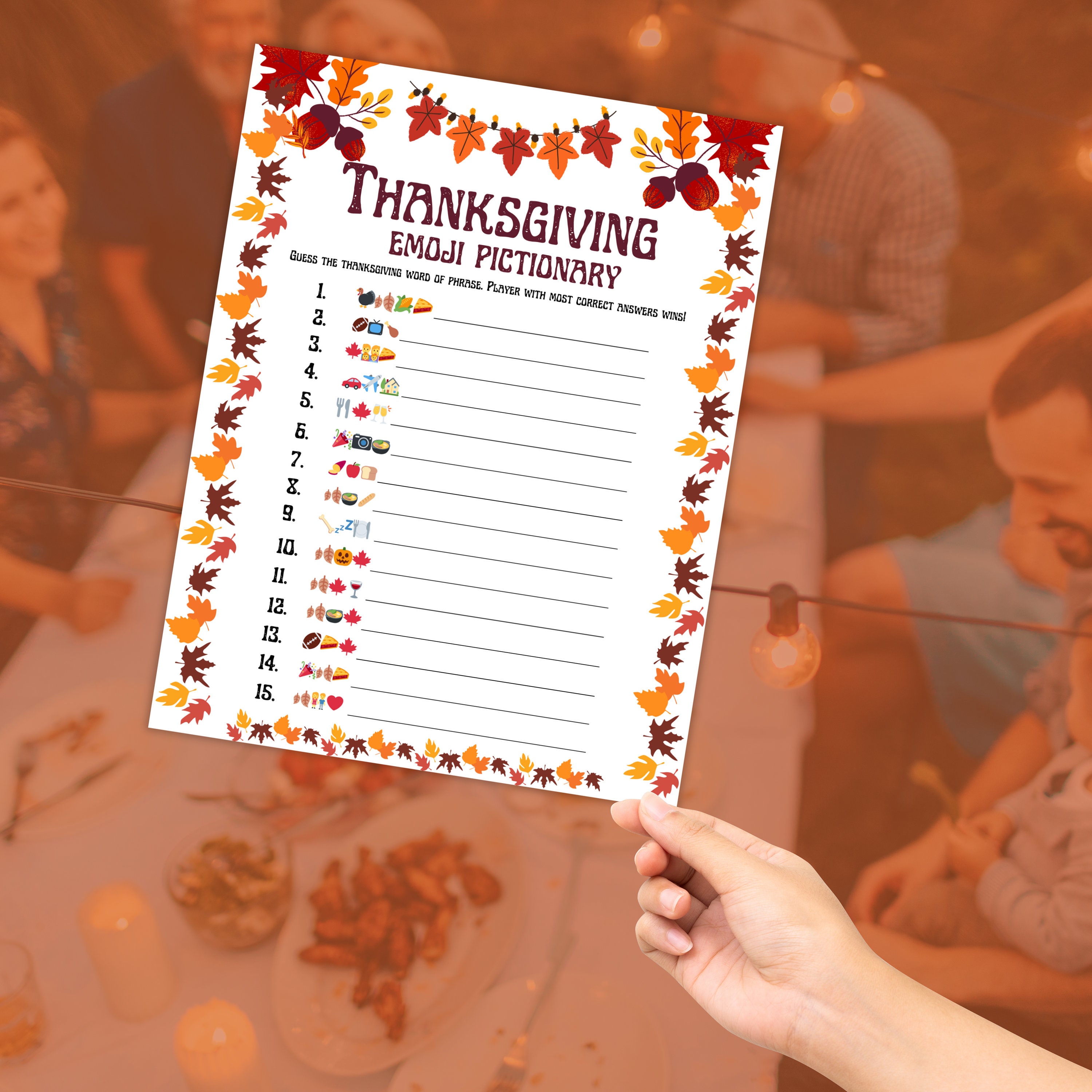Thanksgiving Emoji Game, Printable Thanksgiving Games for Kids Adults ...