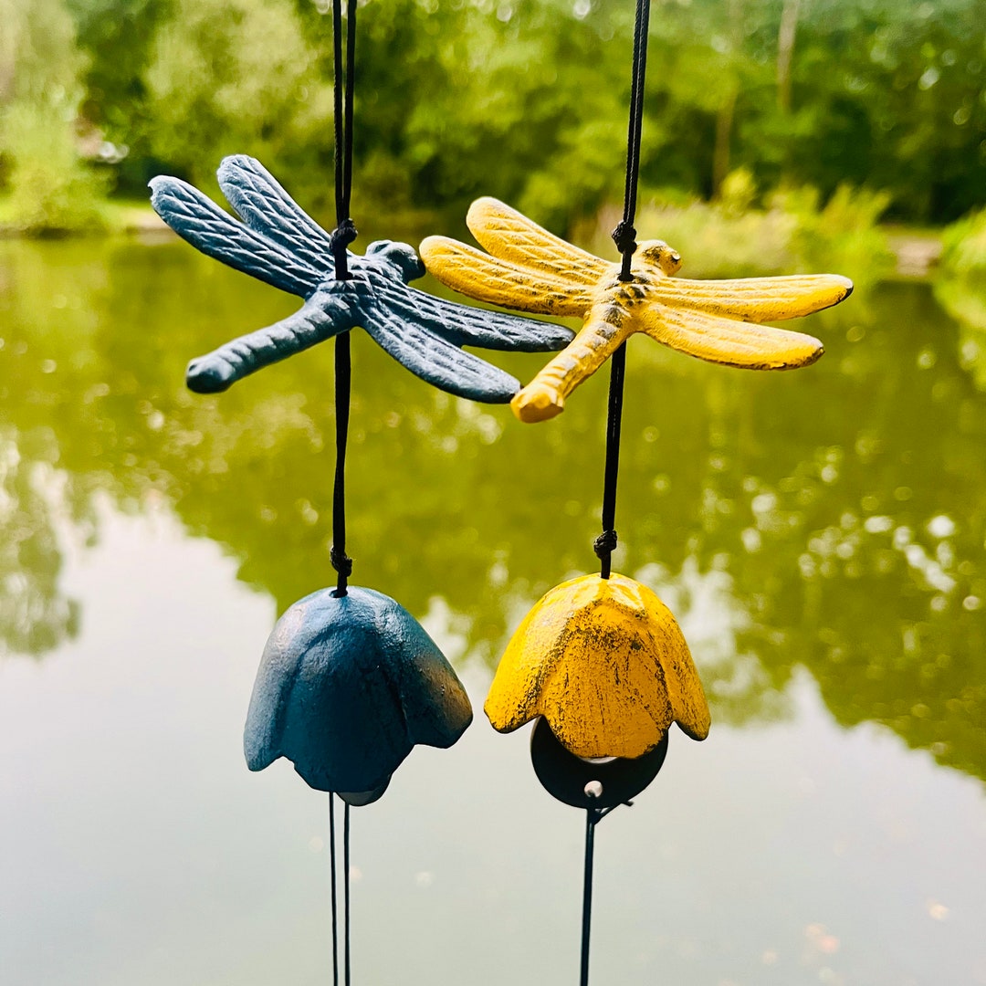 Cast Iron Dragonfly Wind Chimes Outdoor Decor Garden Etsy