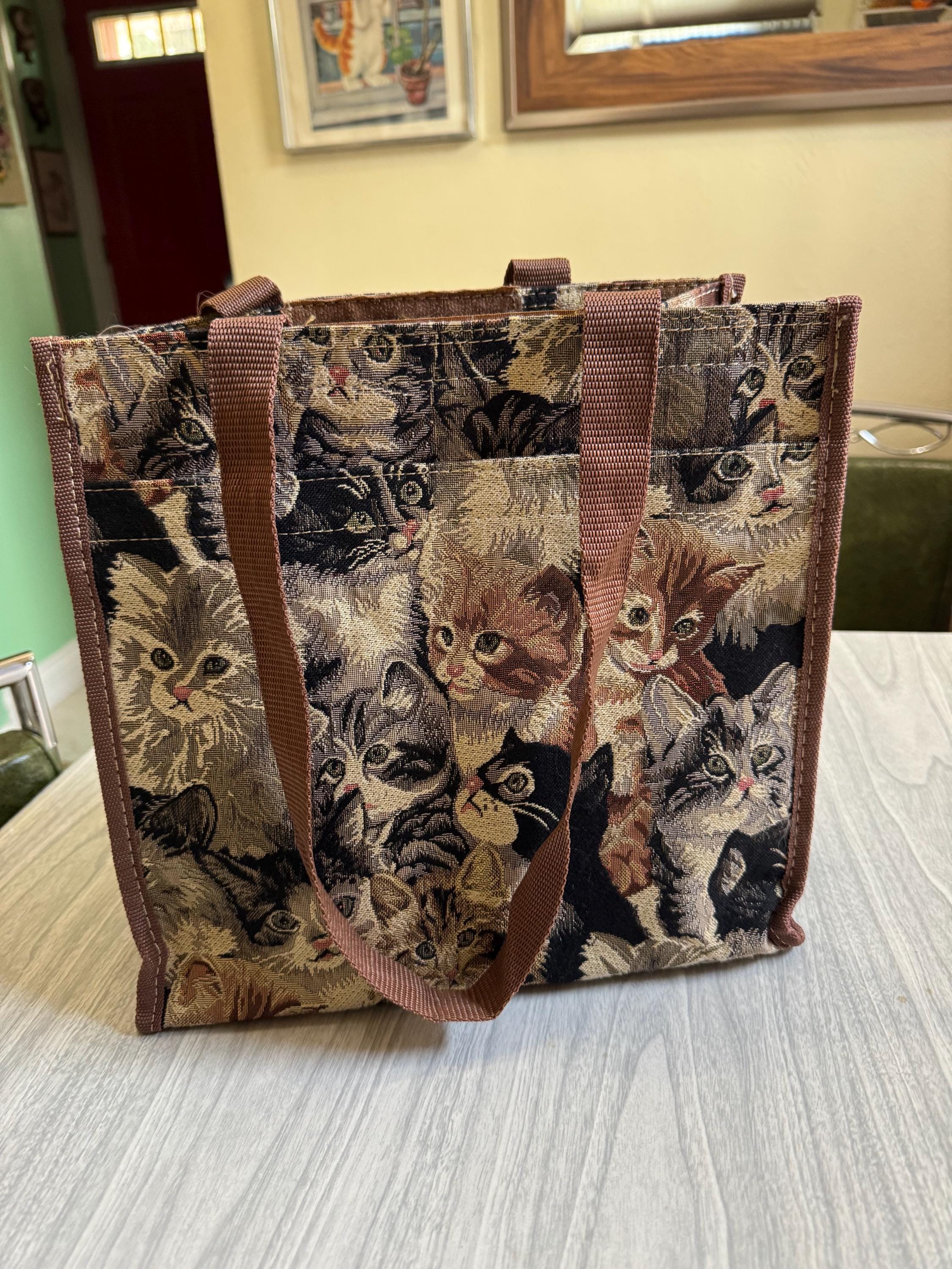 Cute Cat Tapestry Backpack Current Mood Cat Pattern Tapestry Bag Kitten - Multi – Dolls  main image 2