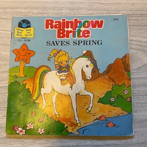 Vintage 1980s Rainbow Brite Saves Spring book and record set. Contains record.