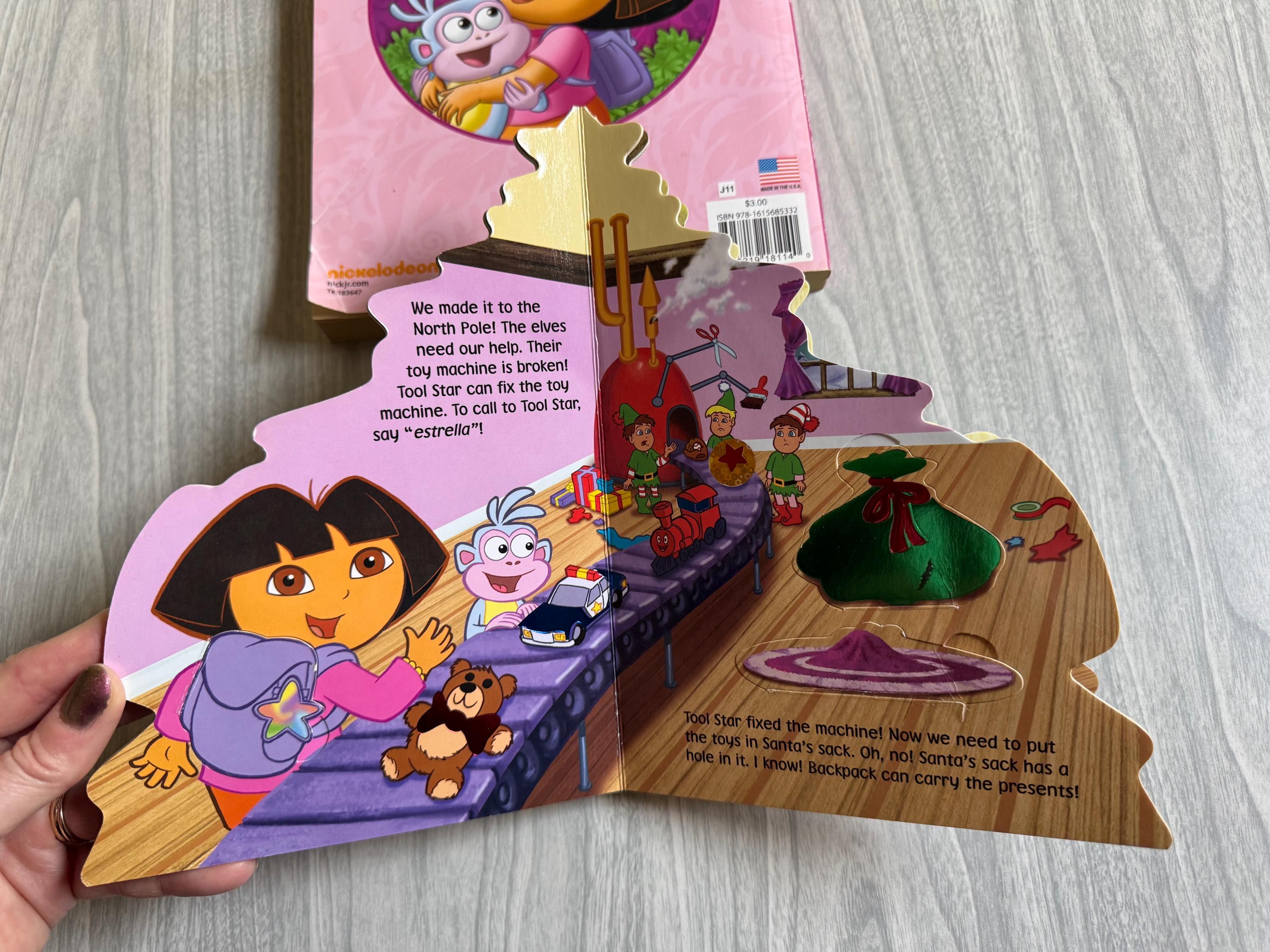 Vintage Dora the Explorer Kids Christmas Board Book and Coloring
