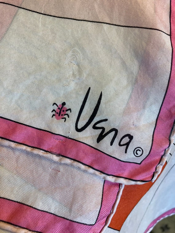 Vintage 1960s Vera Neumann silk scarf. Pink and r… - image 6