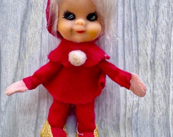 Vintage Mid Century Christmas Pixie Elf ornament 4.5 inches. 1960s Christmas nostalgia