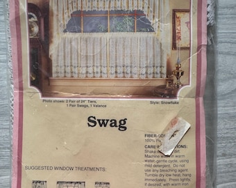 Vintage 1990s Lace Swag  Window Treatments. Still in package. Boho Cottagecore Decor 60“ x 38“