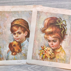 Vintage 1960s Big Eye Prints: Tom Sawyer & Honey Bun Lithographs