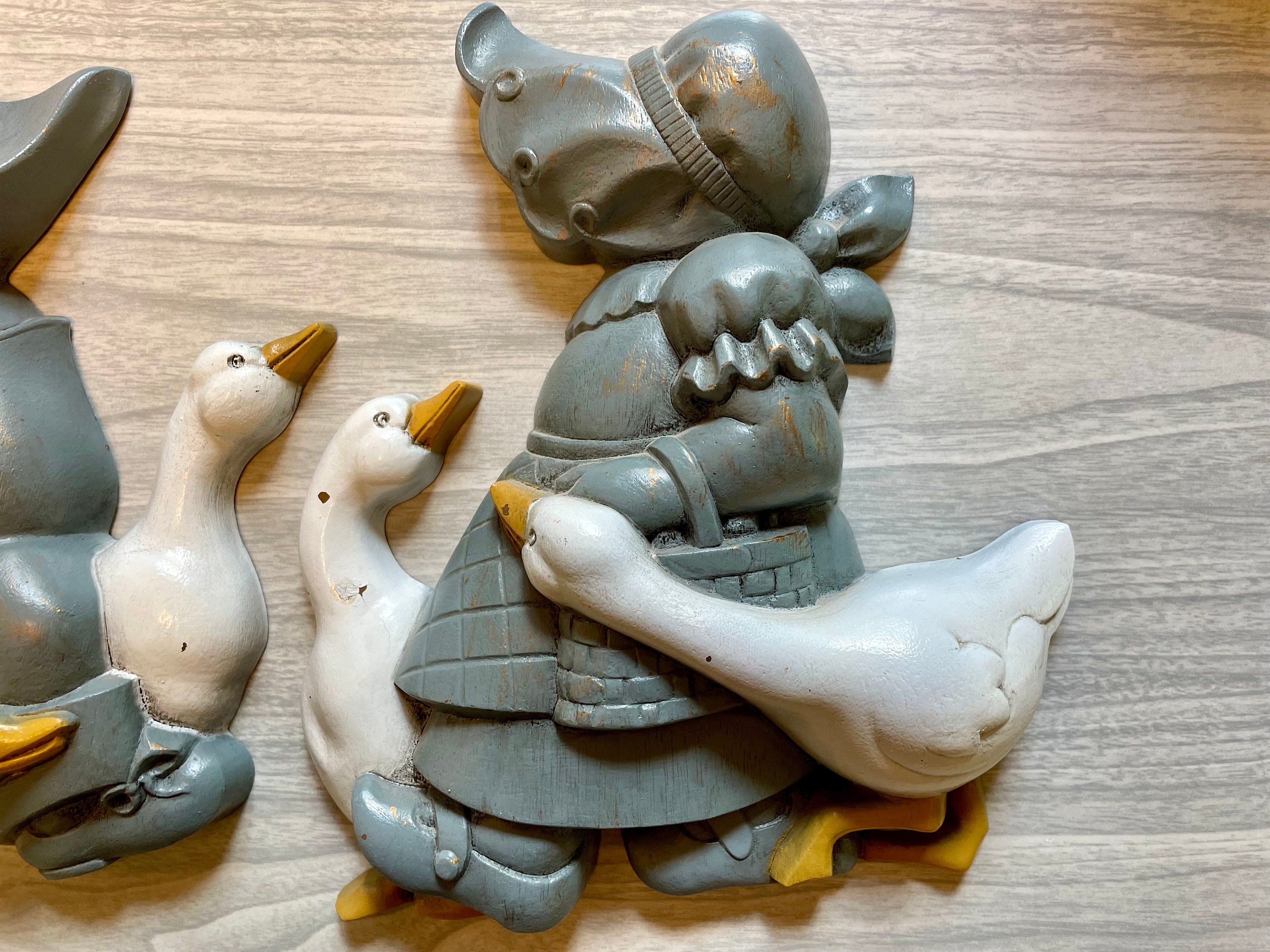Vintage 1980s Boy and Girl With Geese Plastic 3D Wall Hanging Decor ...