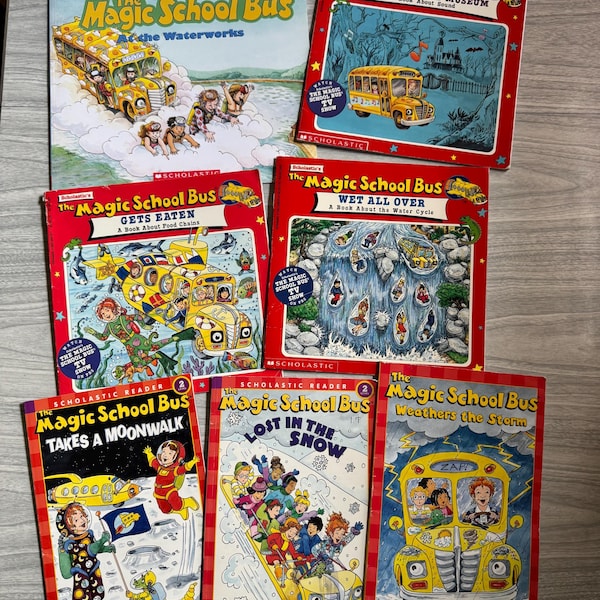 Vintage 90s PBS kids The Magic School Bus kids books. Seven books. Millennial and GenZ classroom nostalgia.