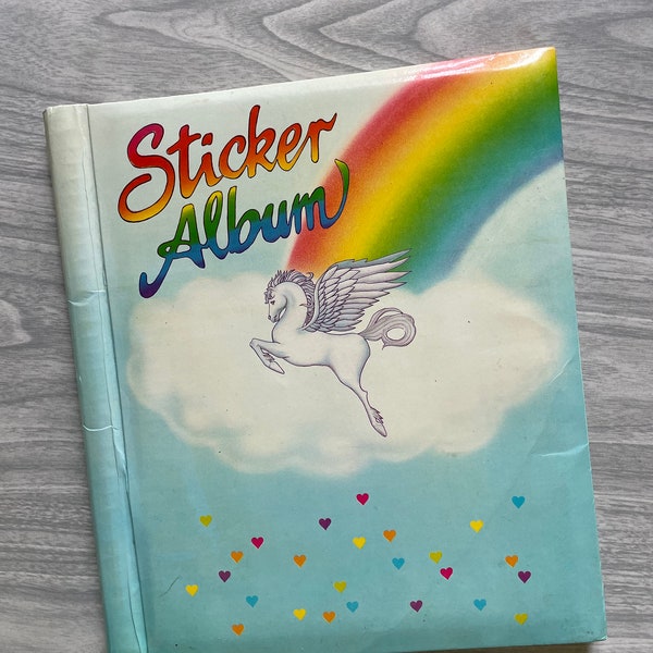 Vintage 1985 Unicorn Sticker Album Collection. Full of stickers. 1980s memorabilia. 1980s Sticker Collection.