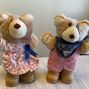 Vintage 1980s Furskin Plush Teddy Bears. 7 inches.