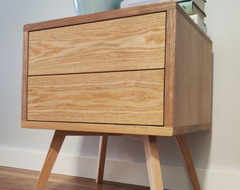Bedside table with drawers. Solid ash. Mid Century. Ash night table. Solid ash night stand.