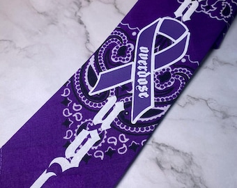 Purple Pocket Bandana for Overdose Fentanyl Awareness | Support the Fight Against Overdose Crisis | Customizable | Awareness Accessory