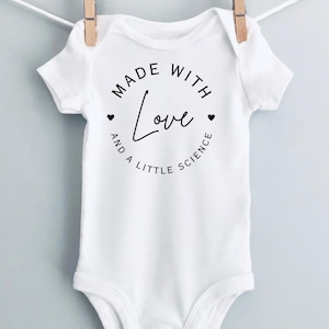 IVF Made with Love and a Little Science - Personalized Gerber Onesie, Fertility Journey Gift, IVF Baby Announcement, Newborn Gift
