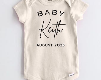 Custom Baby Name Established Year Gerber Onesie | Pregnancy Announcement Outfit | Personalized New Baby Gift | Expecting Parents Gift