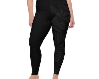 Black Tribal Plus Size High Rise Leggings | With an Inside Pocket