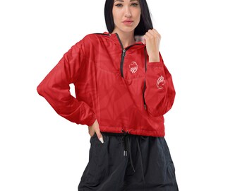 Red Tribal Women’s cropped windbreaker | Perfect Gift For Her