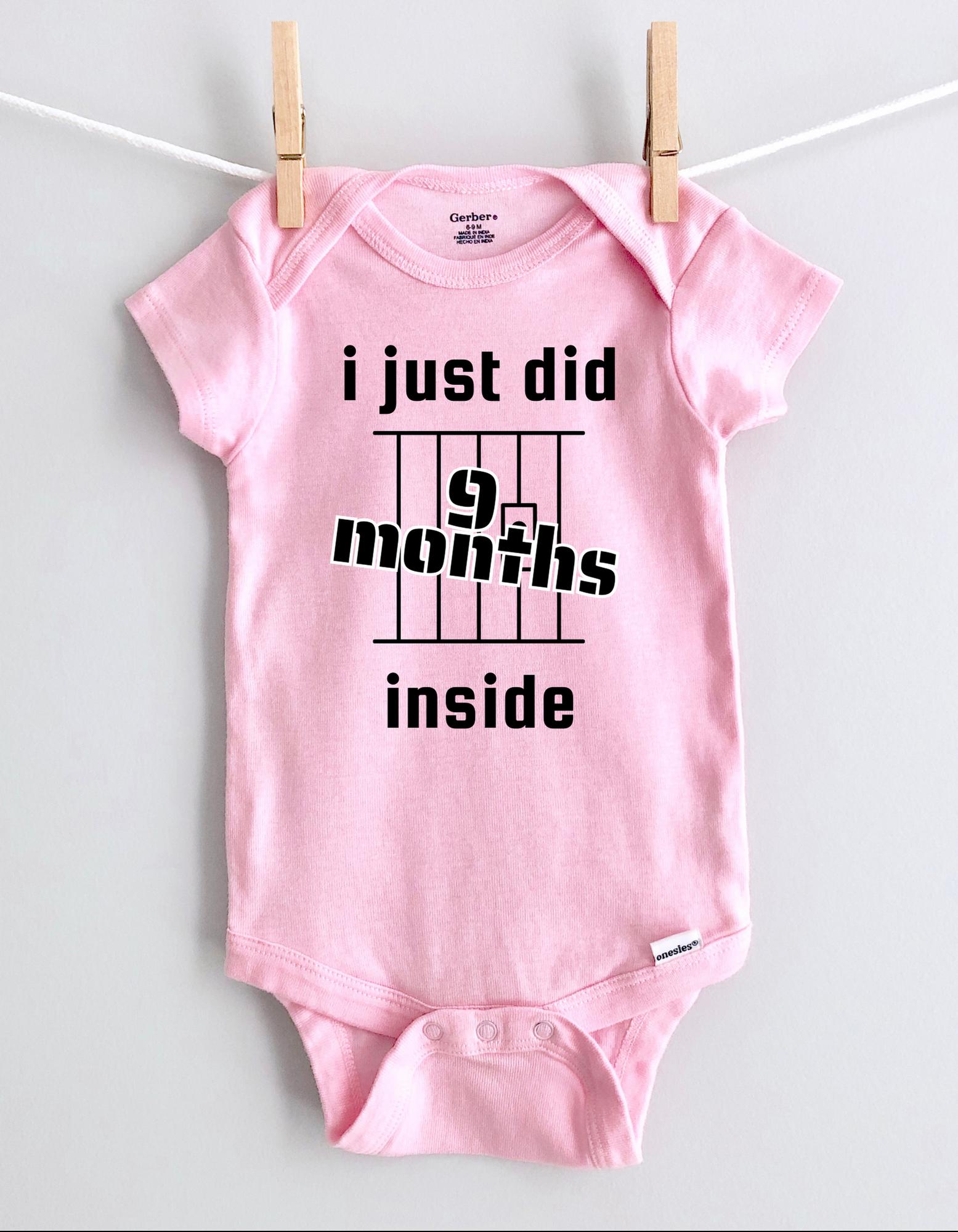 Funny Jail "I did 9 Months Inside" Themed GERBER Baby Onesie – Perfect Baby Shower Gift – Unique Newborn Outfit