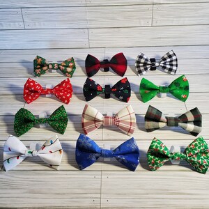 Christmas Dog Bow for collar, cat bowtie, dog collar bow, dog gift, cat gift, dog mom, pet accessories, slip on bow, clip on bowtie