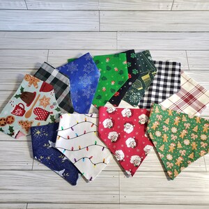 Christmas/ holiday dog bandana, cat bandana, pet clothing, dog gift, cat gift, slip on bandana, elastic bandana, pet accessories, neckwear