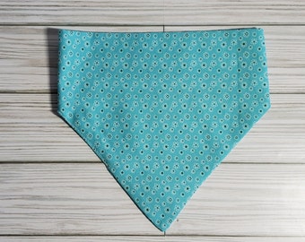 turquoise floral dog bandana, cat bandana, pet clothing, dog gift, cat gift, slip on bandana, elastic bandana, pet accessories, dog neckwear
