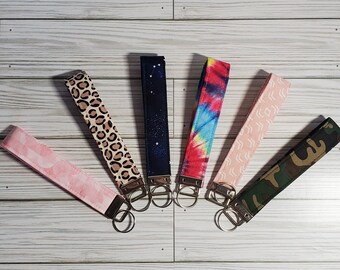 wristlet lanyard keychain, fabric key fob wristlet, keychain for women, wristlet strap for keys, lanyard key holder, fun keychain