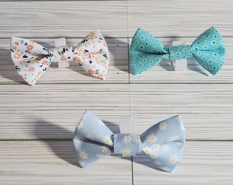 floral velcro dog bow, dog bow tie, cat bow tie, dog bow for collar, dog gifts, cat gifts, dog mom, pet accessories, slip on bow, velcro bow