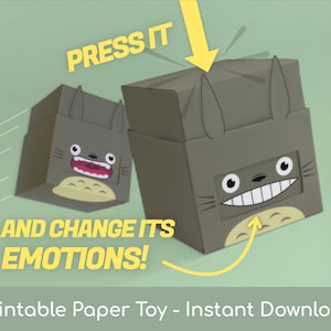 Pepakubo Emoji Cube | Cute Face Swapping Kawaii Paper Box Automata | Printable Papercraft Template, Instant Download, DIY
