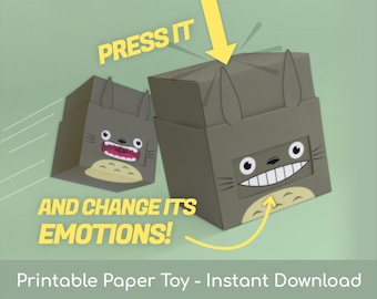Pepakubo Emoji Cube | Cute Face Swapping Kawaii Paper Box Automata | Printable Papercraft Template, Instant Download, DIY