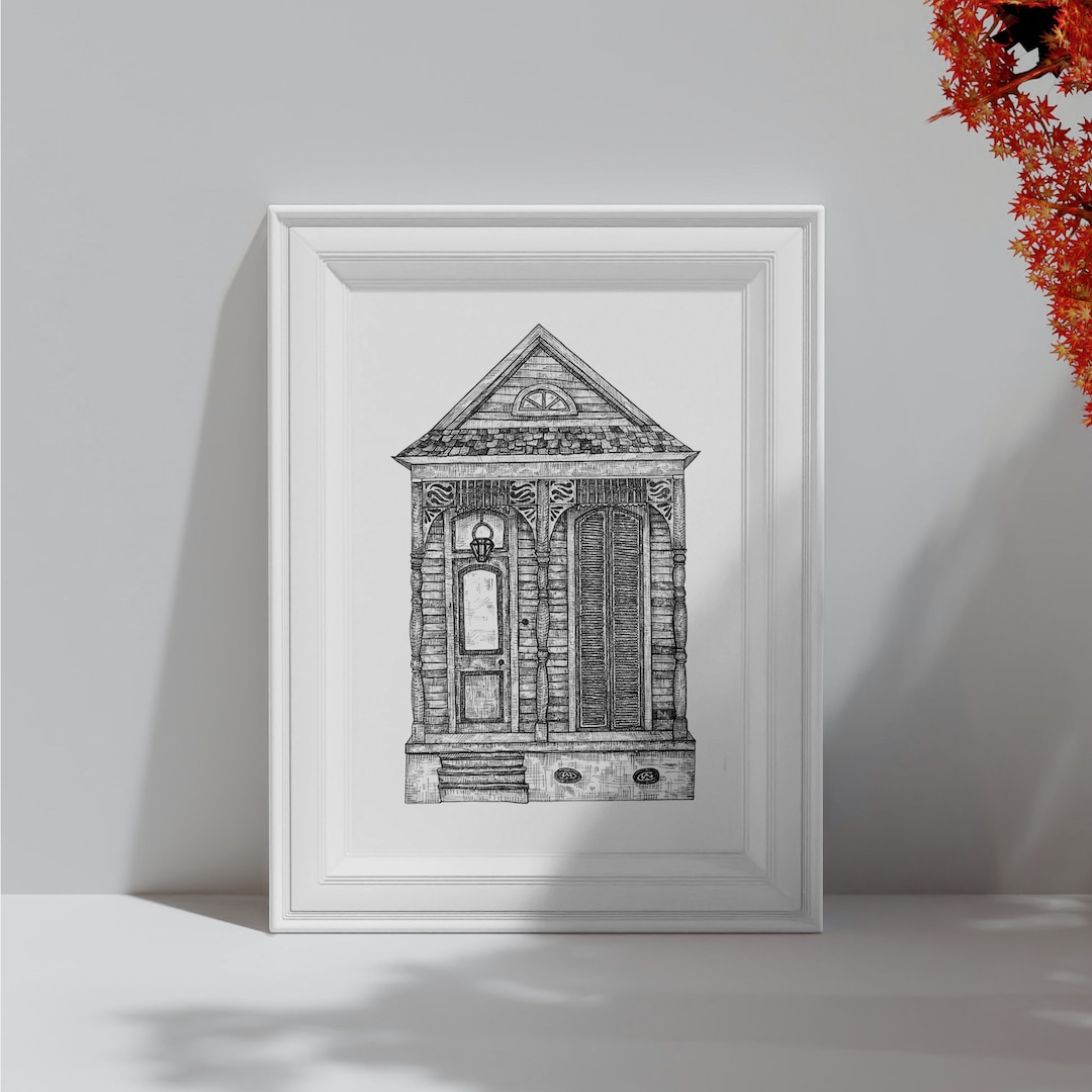 New Orleans Shotgun House B&W - Etsy