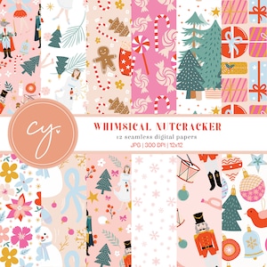 Nussknacker | Digitales Papier | nahtloses digitales Papier | Weihnachten | Rosa | Sofort Download