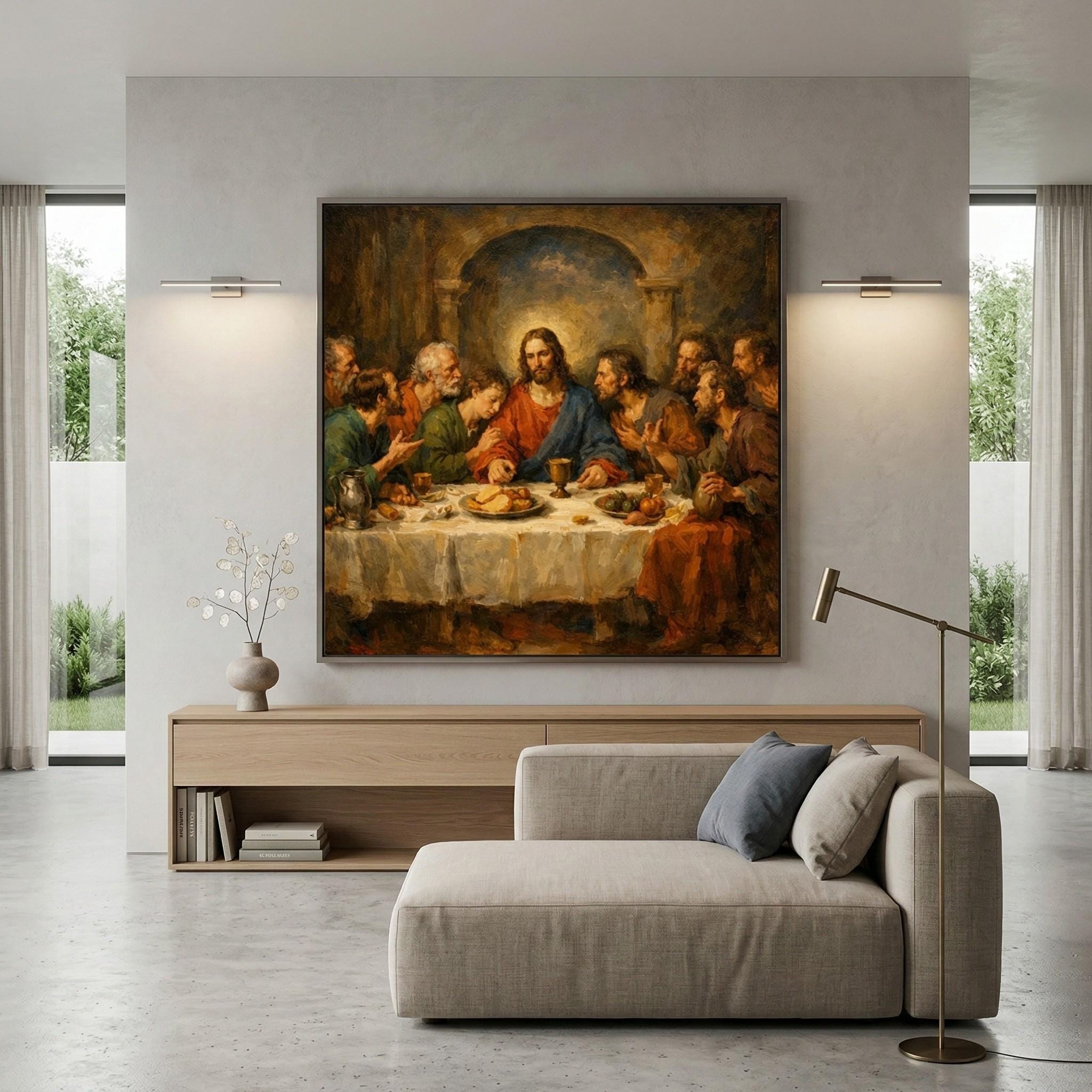 Last Supper Oil Painting Print, Jesus Apostles Christian Wall Art - Etsy